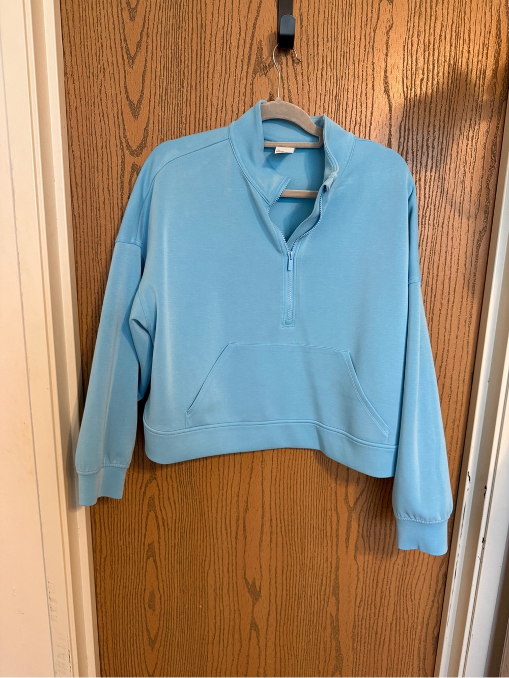 all in motion Light Blue Quarter-Zip Cowl Pullover